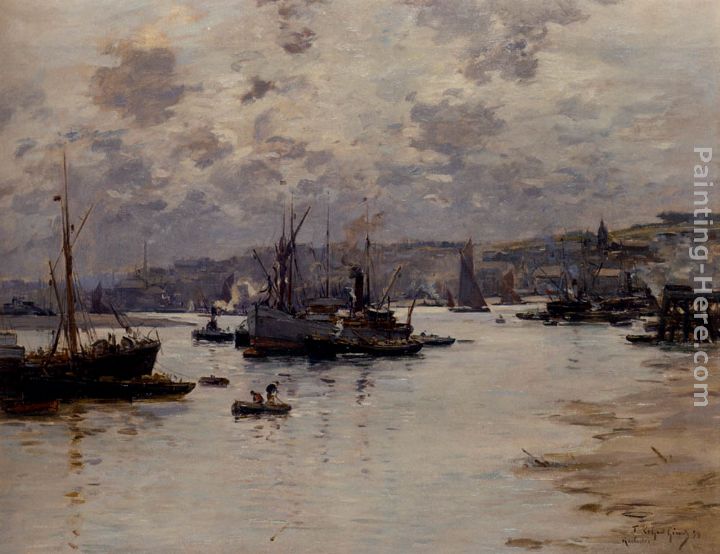 Rochester Harbour, Kent painting - Fernand Marie Eugene Legout-Gerard Rochester Harbour, Kent art painting